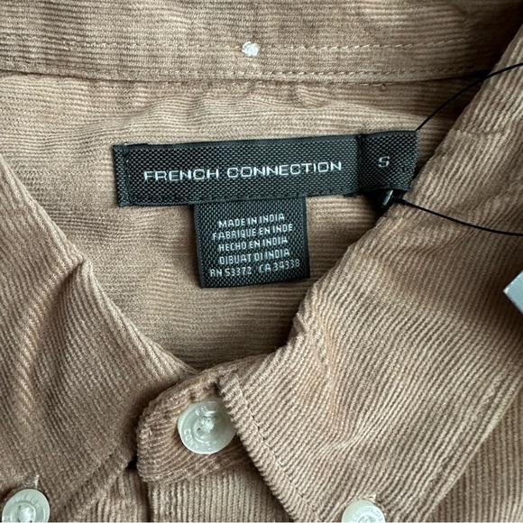 French Connection Corduroy Button Down Shirt Tan Mens Size S - Picture 6 of 13